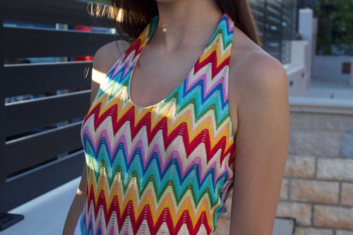 Body multicolor con scollo sul retro