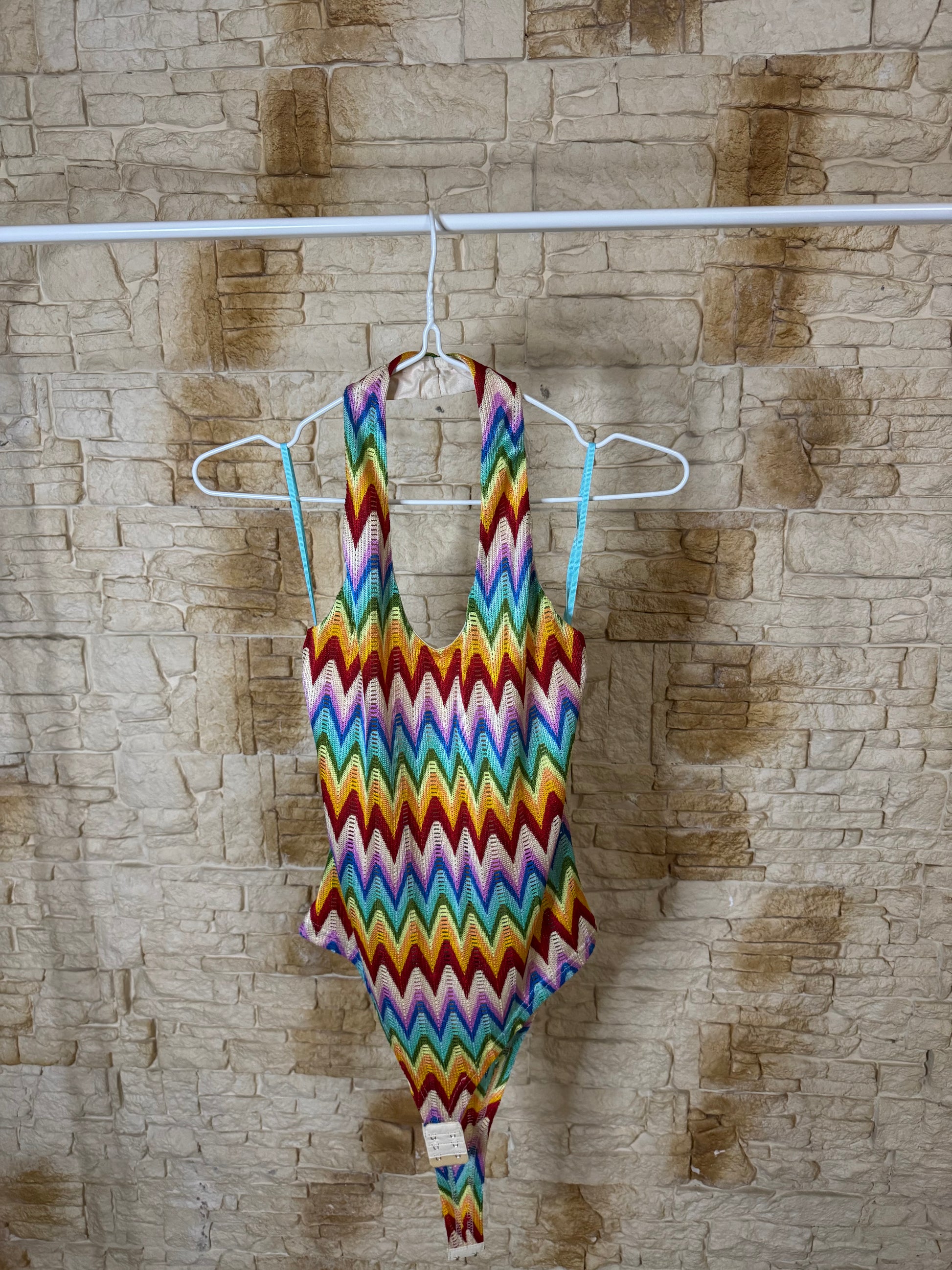 Body multicolor con scollo sul retro